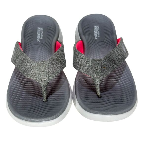 Skechers On The Go Goga Max Flip Flops Sandals Thong Gray Pink Comfort Sz 7 - Picture 5 of 8